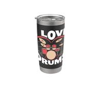 Me encantan los tambores, latidos, ritmo y pasión Vaso térmico de acero inoxidable de doble pared