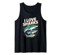 Me encantan los Tiburones, el Arte de los Animales del océano Camiseta sin Mangas