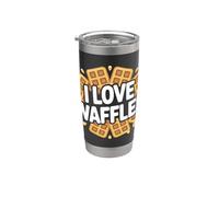 Me encantan los waffles entusiastas del desayuno Vaso térmico de acero inoxidable de doble pared