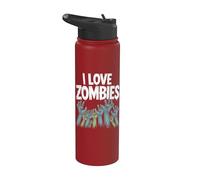 Me encantan los zombies estilo de terror espeluznante Stainless Steel Insulated Water Bottle