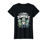 Me encantan los Zombis, Lindos Muertos vivientes y Divertidos Halloween Camiseta gráfica económica, Mujer, Negro, L