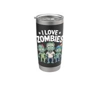 Me encantan los zombis, lindos muertos vivientes y divertidos Halloween Vaso térmico de acero inoxidable de doble pared