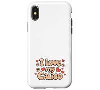 Me encantan mis corazones y patas de gato Calicó, mamá, gato, papá Carcasa para iPhone X/XS