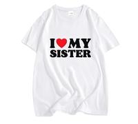 Me encantan My Sister Letras Camisetas Novelty con Estampado de Corazones Hombre/Mujer Casual de Manga Corta Familiar a Juego