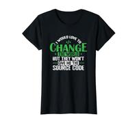 Me encantaría Cambiar el Mundo con código Fuente Camiseta gráfica económica, Mujer, Negro, XL