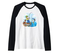 Me fui a pescar con un gato junto al muelle Camiseta Manga Raglan