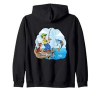 Me fui a pescar con un gato junto al muelle Sudadera con Capucha