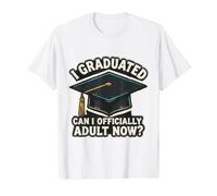 Me gradué ¿Puedo ser Oficialmente Adulto Ahora? Divertida diversión de graduación Camiseta gráfica económica, Hombre, Blanco, L