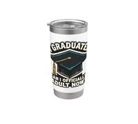 Me gradué ¿Puedo ser oficialmente adulto ahora? Divertida diversión de graduación Vaso térmico de acero inoxidable de doble pared