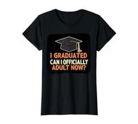Me gradué ¿Puedo ser Oficialmente Adulto Ahora? Graduación Divertida Camiseta gráfica económica, Mujer, Negro, M
