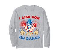 Me Gusta cómo Flequillo Fuegos Artificiales 4 de Julio Mujeres Divertidas Chica Manga Larga