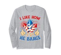 Me Gusta cómo Flequillo Fuegos Artificiales 4 de Julio Pareja Divertida Mujeres Manga Larga