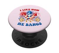 Me Gusta cómo Flequillo Fuegos Artificiales 4 de Julio Pareja Divertida Mujeres PopSockets PopGrip Adhesivo