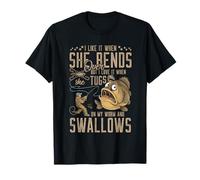 Me gusta cuando se agacha pescando, papá, divertido día del padre Camiseta