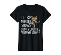 Me Gusta el Asesinato Muestra Ropa cómoda y Tal Vez 3 Personas Gato Camiseta gráfica económica, Mujer, Negro, S