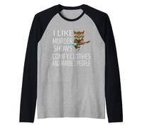 Me Gusta el Asesinato Muestra Ropa cómoda y Tal Vez 3 Personas Gato Camiseta Manga Raglan