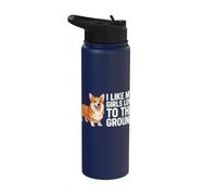 Me gusta el perro Corgi Funny Dog de mi niña desde el suelo Stainless Steel Insulated Water Bottle