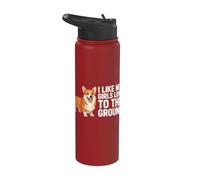 Me gusta el perro Corgi Funny Dog de mi niña desde el suelo Stainless Steel Insulated Water Bottle