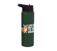 Me gusta el perro Corgi Funny Dog de mi niña desde el suelo Stainless Steel Insulated Water Bottle