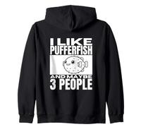 Me Gusta el pez Globo y Tal Vez 3 Personas Divertidos Peces Globo Sudadera con Capucha