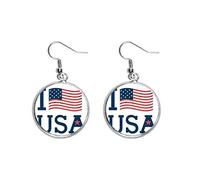 me gusta estados unidos america bandera de la cultura Pendiente de plata., Cerámica Plata