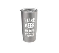 Me gusta la cerveza, mi perro y tal vez 3 personas amantes de los perros divertidos Vaso térmico de acero inoxidable de doble pared