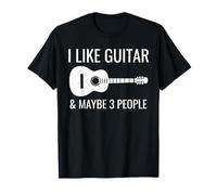 Me gusta la guitarra & Tal vez 3 Personas Música divertida Guitarra introvertida Camiseta