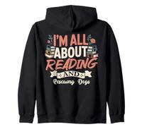 Me Gusta Leer y rescatar Perros | Humor de Libros y Mascotas Sudadera con Capucha