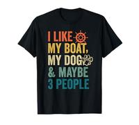 Me Gusta mi Barco, mi Perro y Tal Vez 3 Personas Retro Boating Captain Camiseta