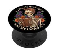 Me Gusta mi Libro Favorito Café Picante Lector de Calavera PopSockets PopGrip Adhesivo