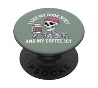 Me Gusta mi Libro Spicy and My Coffee Icy Bookish Reading PopSockets PopGrip Adhesivo