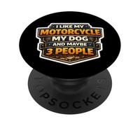Me Gusta mi Motocicleta mi Perro y Tal Vez 3 Personas Moto Broma PopSockets PopGrip Adhesivo