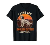 Me Gusta mi Setter inglés y Tal Vez 3 Personas introvertido Perro Camiseta gráfica económica, Hombre, Negro, S