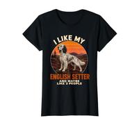 Me Gusta mi Setter inglés y Tal Vez 3 Personas introvertido Perro Camiseta gráfica económica, Mujer, Negro, XL