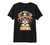 Me Gusta Mucho Tacos Sombrero Cat Tacos Entusiasta Camiseta Premium