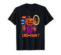 Me Gusta o Sigue el Divertido diseño de Halloween de Influencer de Calabaza Camiseta