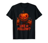 Me Gusta o Sigue Funny Evil Pumpkin Influencer Halloween Camiseta