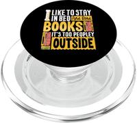 Me gusta quedarme en la cama y leer libros, es demasiado gente fuera de sí PopSockets PopGrip para MagSafe