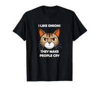 Me gustan las cebollas Hacen Llorar Gato Gracioso Meme Humor Camiseta