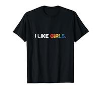 Me Gustan Las Chicas Camiseta gráfica económica, Hombre, Negro, M