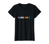 Me Gustan Las Chicas Camiseta gráfica económica, Mujer, Negro, M