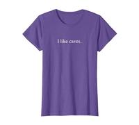 Me Gustan Las Cuevas - Tipografía Divertida Camiseta, Mujer, Morado Jaspeado, XL