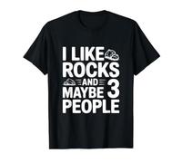 Me Gustan Las Rocas y Tal Vez 3 Personas Humor Peculiar Divertido Camiseta gráfica económica, Hombre, Negro, S