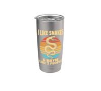 Me gustan las serpientes Tal vez 3 Personas Divertido Amante de los Reptiles Vaso térmico de acero inoxidable de doble pared