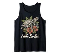 Me gustan las tortugas de orejas rojas Slider amante reptil floral divertido Camiseta sin Mangas