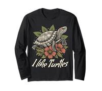 Me gustan las tortugas de orejas rojas Slider amante reptil floral divertido Manga Larga
