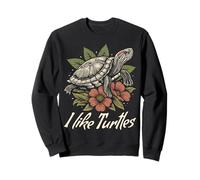 Me gustan las tortugas de orejas rojas Slider amante reptil floral divertido Sudadera