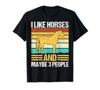 Me Gustan los Caballos y Tal Vez 3 Personas Retro Antisocial Horse Camiseta