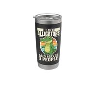 Me gustan los caimanes y tal vez 3 personas cocodrilo divertido Vaso térmico de acero inoxidable de doble pared