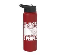 Me gustan los cocodrilos y tal vez 3 personas cocodrilo divertido Stainless Steel Insulated Water Bottle